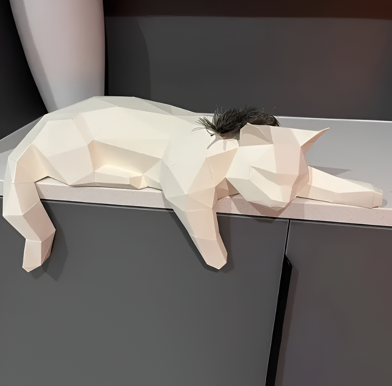 OriPurr - Künstlerische DIY Schwarz Weiß 3D Lethargisch Origami Katze Deko