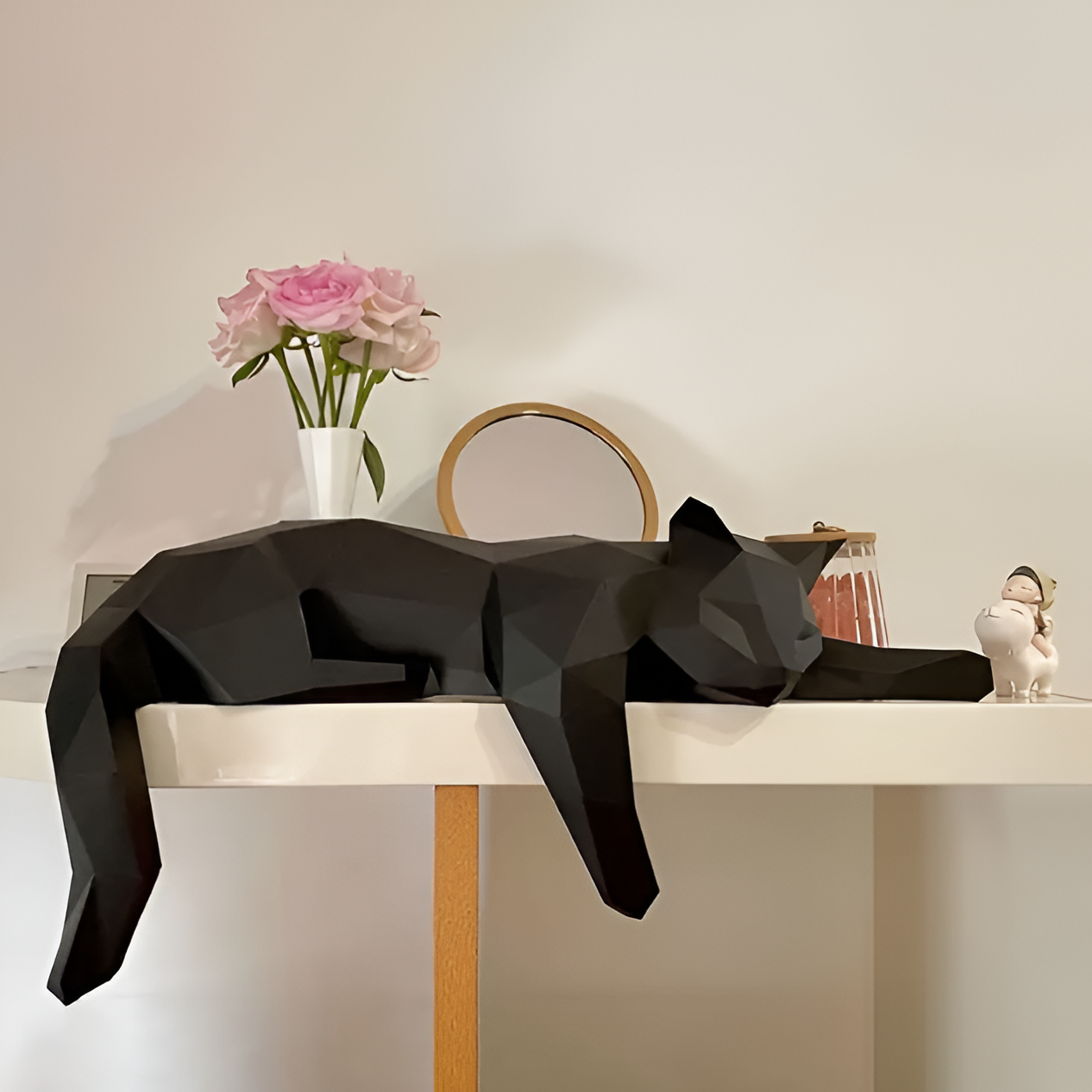 OriPurr - Künstlerische DIY Schwarz Weiß 3D Lethargisch Origami Katze Deko