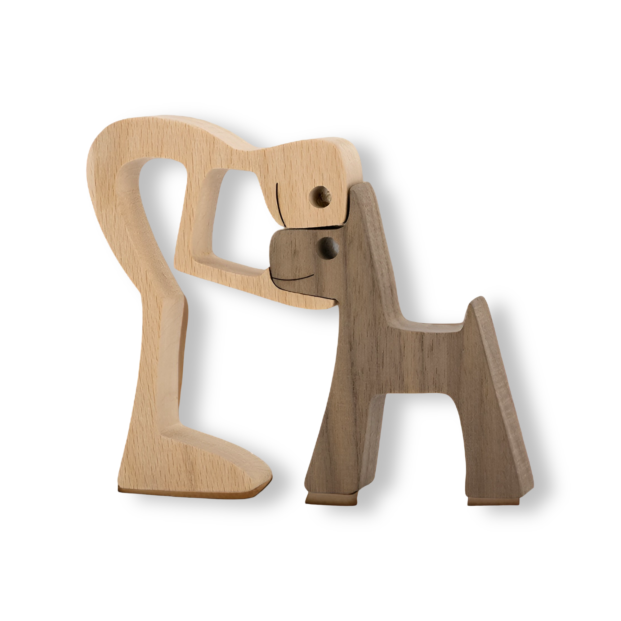 Paws of Love - Hund und Mensch Handgefertigte Holzskulptur - Symbol für ewige Bindung