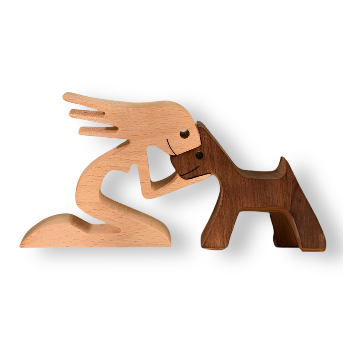 Paws of Love - Hund und Mensch Handgefertigte Holzskulptur - Symbol für ewige Bindung