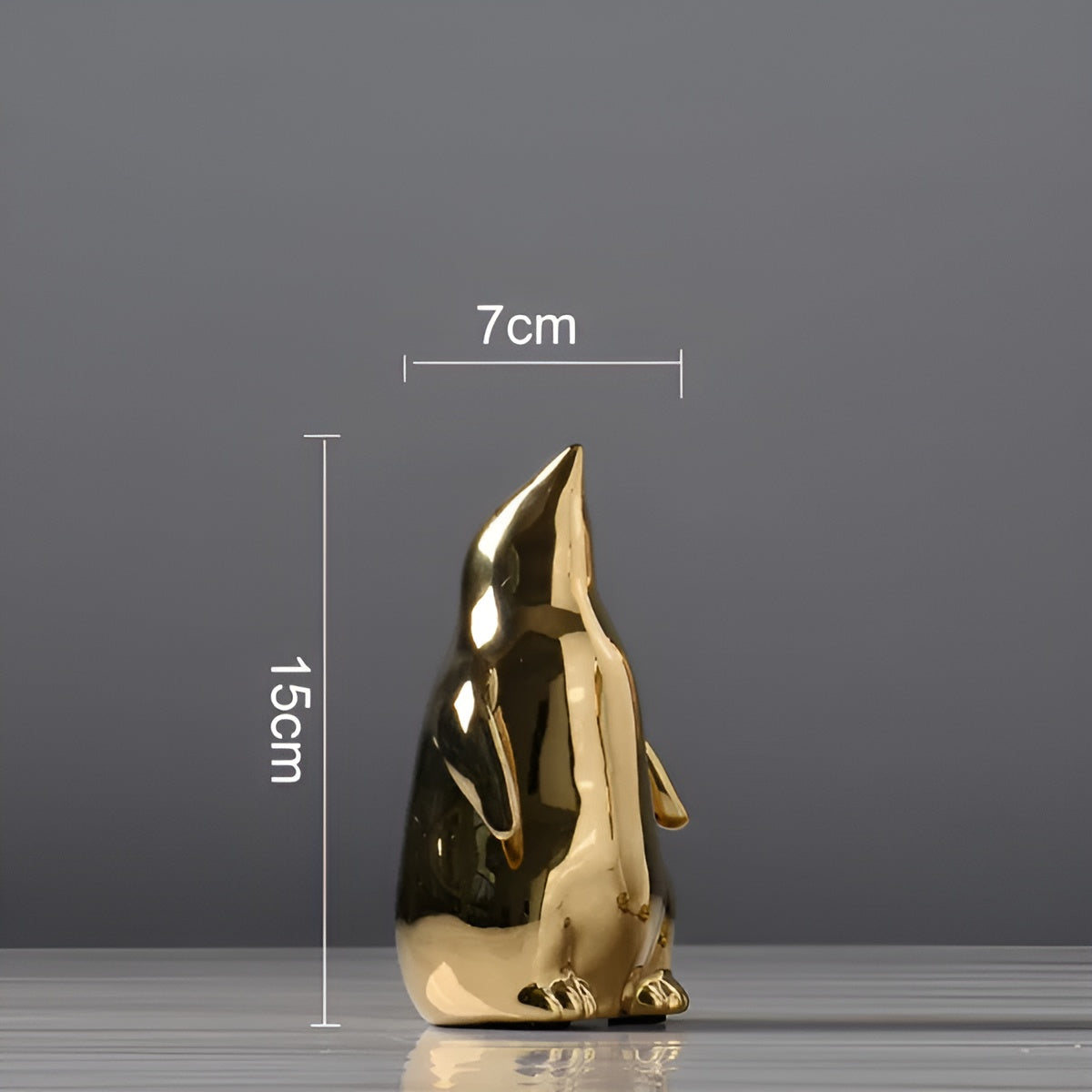 Penguin Charm - Goldene Keramik Pinguin Skulptur für Schicke Innenräume