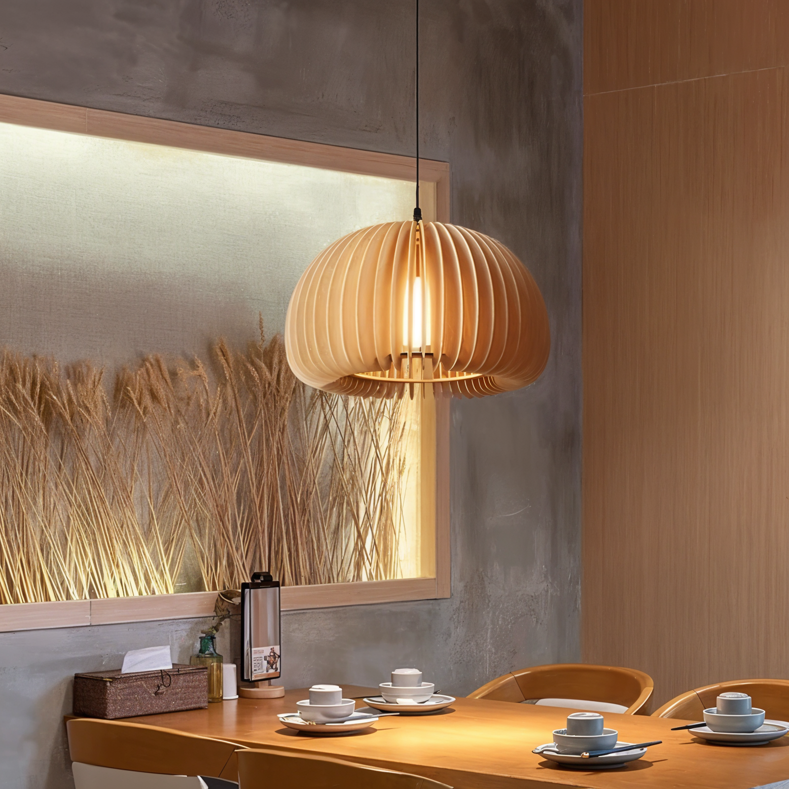 Wooden Dream Pendelleuchte - Handgefertigte Rustikale Holzkunst-Deckenleuchte