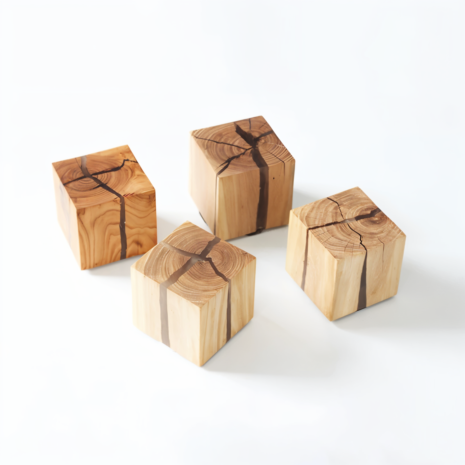 QuadCrackle Wandleuchte - Handgefertigte Holz-Wandlampe mit künstlerischem Crackle-Design