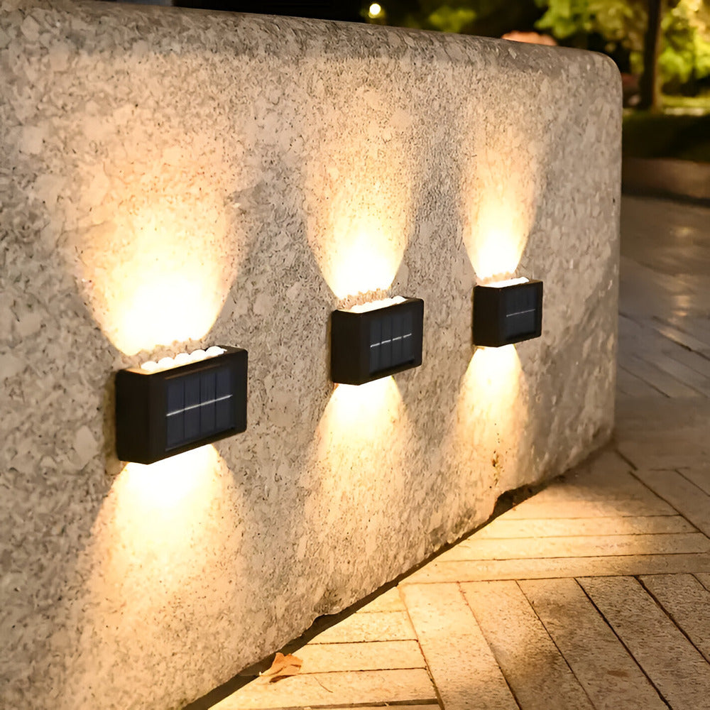 RectaSolaria Wandleuchte - 2/4 Stück IP65 Wasserdichte 6LED Solar Lampe Garten - Auf und Ab Außenbeleuchtung