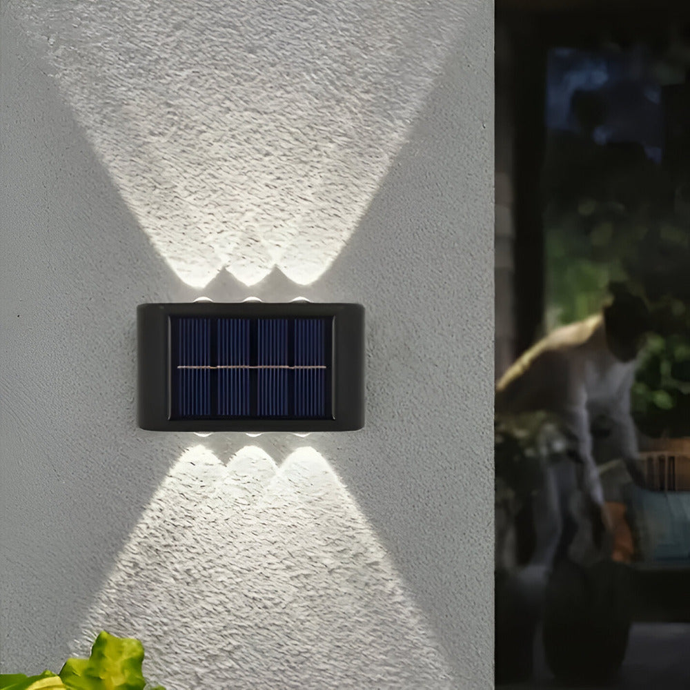 RectaSolaria Wandleuchte - 2/4 Stück IP65 Wasserdichte 6LED Solar Lampe Garten - Auf und Ab Außenbeleuchtung