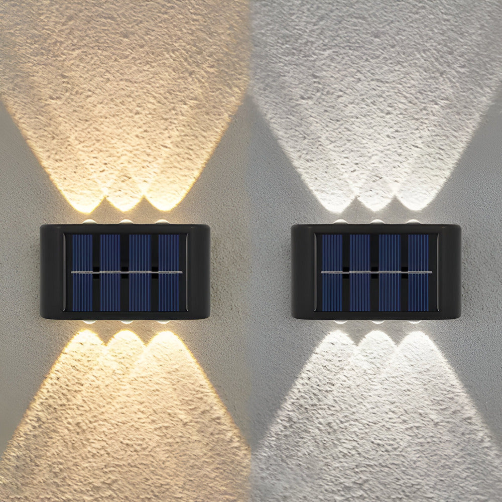 RectaSolaria Wandleuchte - 2/4 Stück IP65 Wasserdichte 6LED Solar Lampe Garten - Auf und Ab Außenbeleuchtung