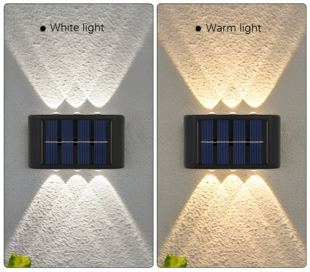 RectaSolaria Wandleuchte - 2/4 Stück IP65 Wasserdichte 6LED Solar Lampe Garten - Auf und Ab Außenbeleuchtung