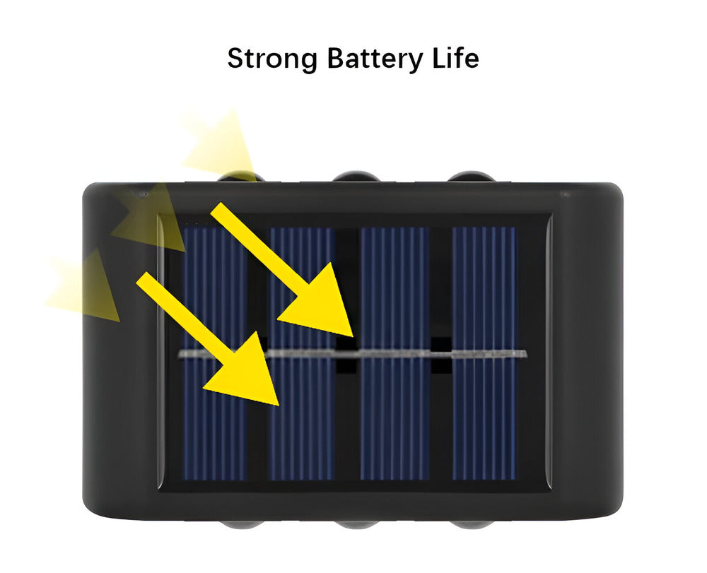 RectaSolaria Wandleuchte - 2/4 Stück IP65 Wasserdichte 6LED Solar Lampe Garten - Auf und Ab Außenbeleuchtung