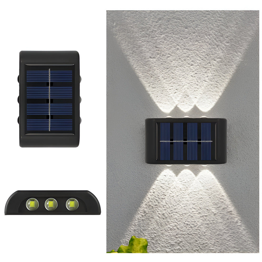 RectaSolaria Wandleuchte - 2/4 Stück IP65 Wasserdichte 6LED Solar Lampe Garten - Auf und Ab Außenbeleuchtung