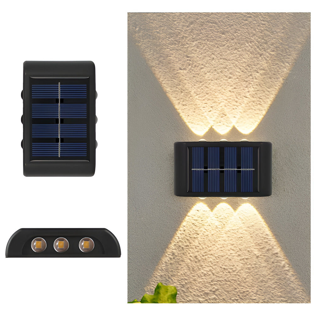 RectaSolaria Wandleuchte - 2/4 Stück IP65 Wasserdichte 6LED Solar Lampe Garten - Auf und Ab Außenbeleuchtung