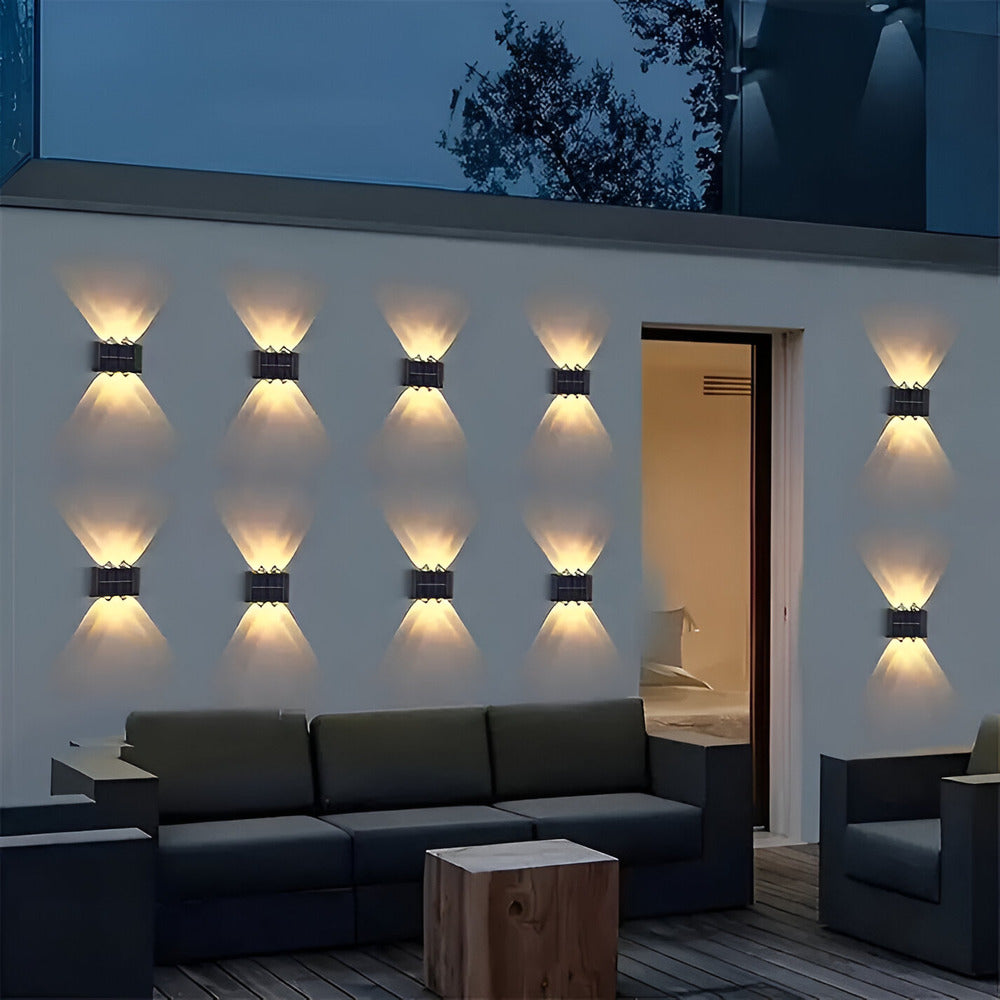 RectaSolaria Wandleuchte - 2/4 Stück IP65 Wasserdichte 6LED Solar Lampe Garten - Auf und Ab Außenbeleuchtung