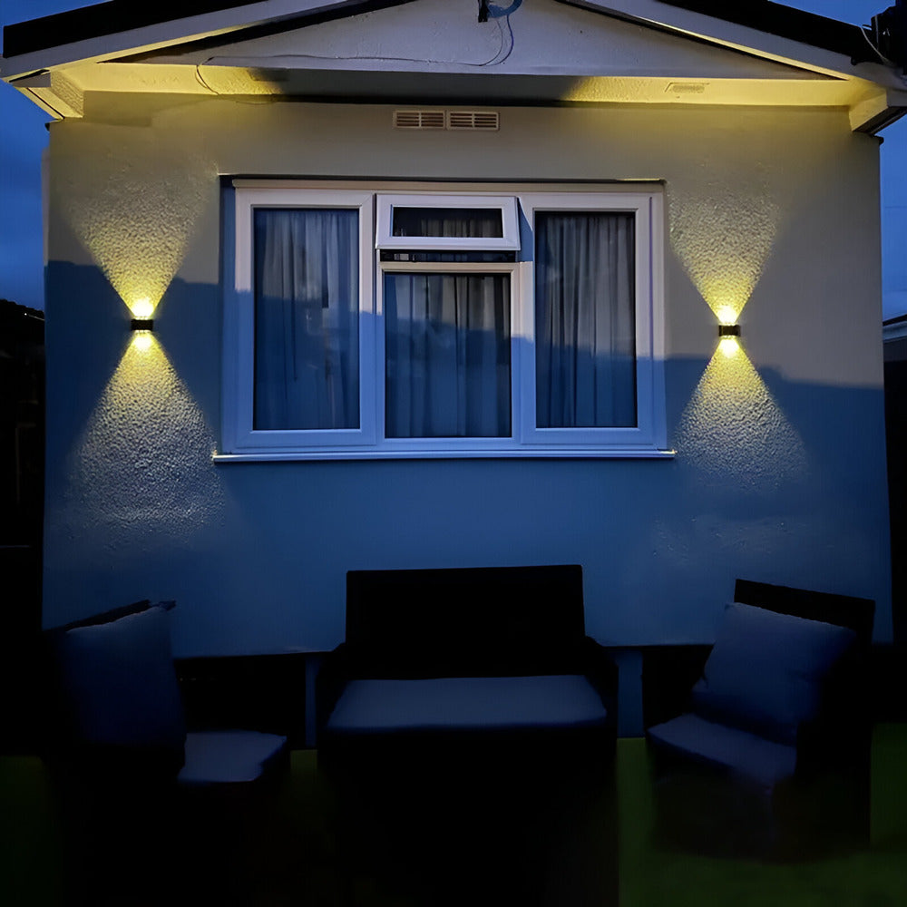 RectaSolaria Wandleuchte - 2/4 Stück IP65 Wasserdichte 6LED Solar Lampe Garten - Auf und Ab Außenbeleuchtung