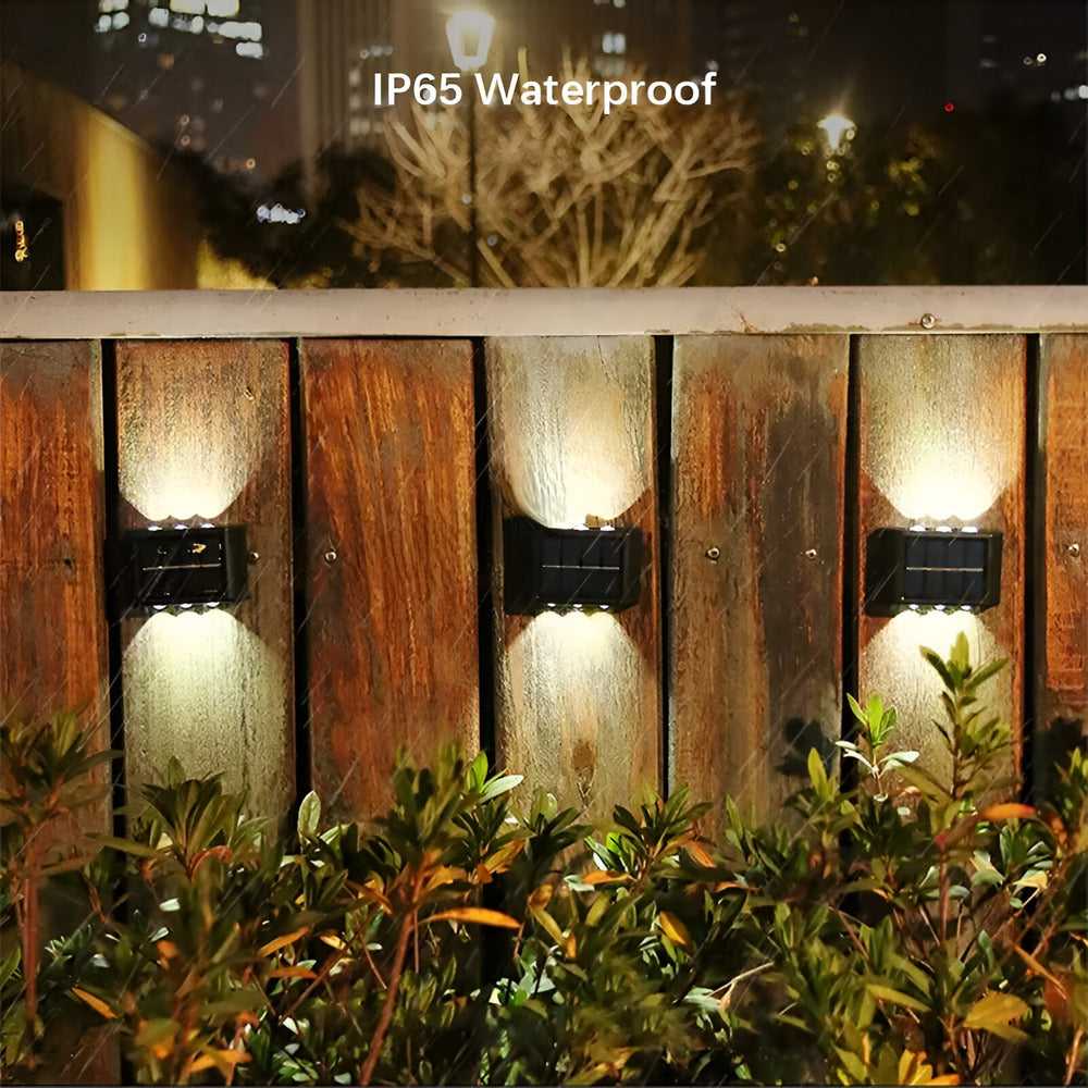 RectaSolaria Wandleuchte - 2/4 Stück IP65 Wasserdichte 6LED Solar Lampe Garten - Auf und Ab Außenbeleuchtung