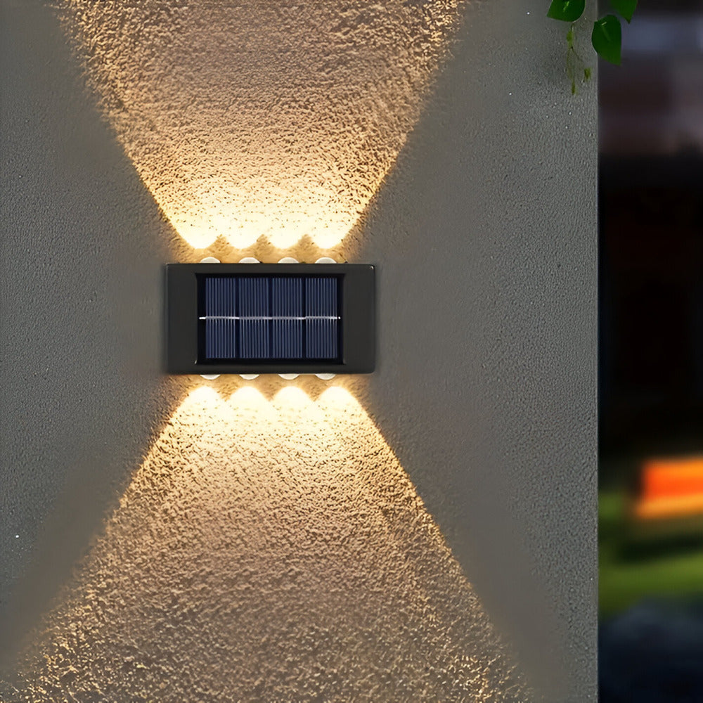 RectaSolaria Wandleuchte - 2/4 Stück IP65 Wasserdichte 6LED Solar Lampe Garten - Auf und Ab Außenbeleuchtung