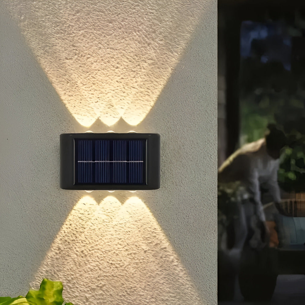 RectaSolaria Wandleuchte - 2/4 Stück IP65 Wasserdichte 6LED Solar Lampe Garten - Auf und Ab Außenbeleuchtung