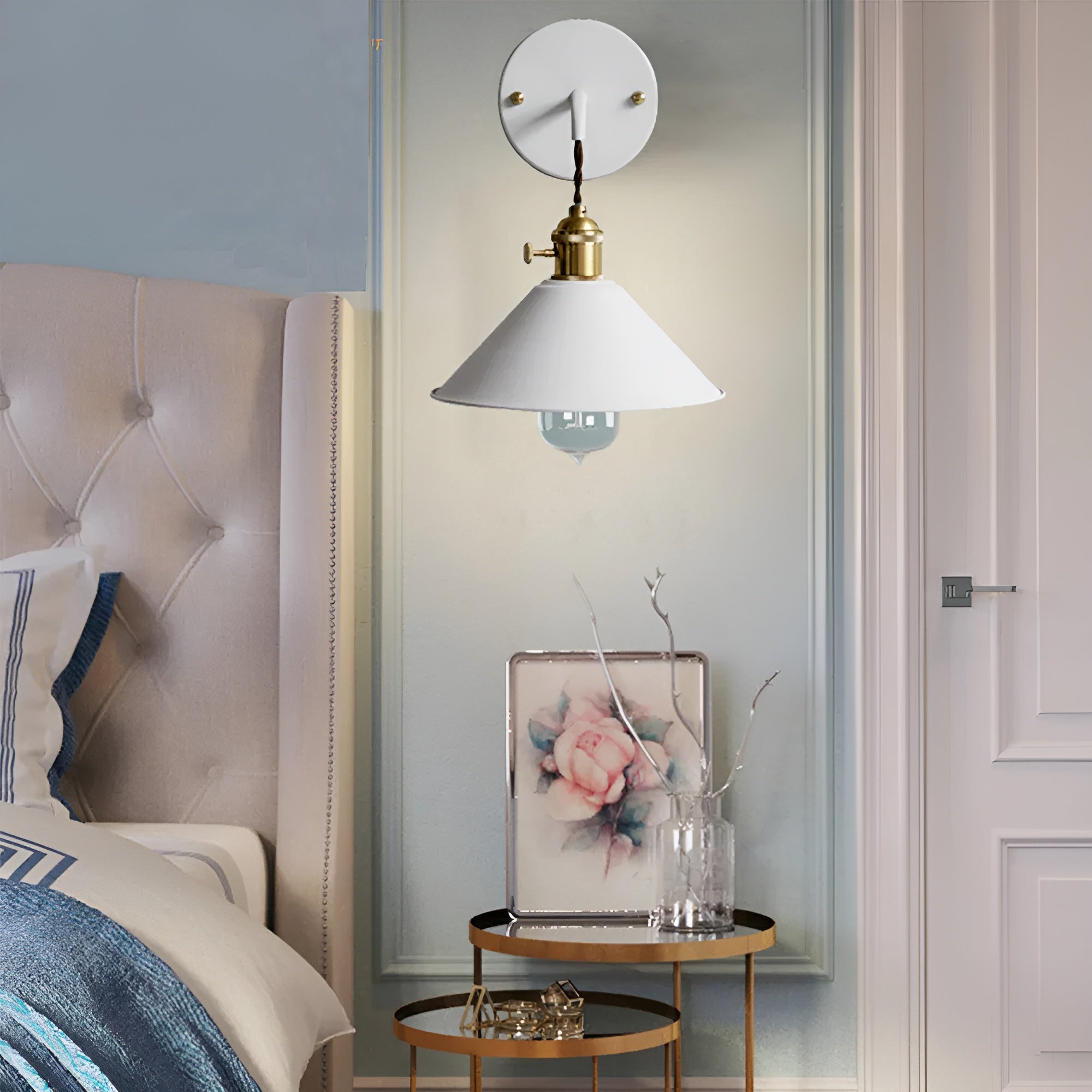 Retro Vintage Wandleuchte - Vintage-inspirierte Kegel Metall Wandlampe