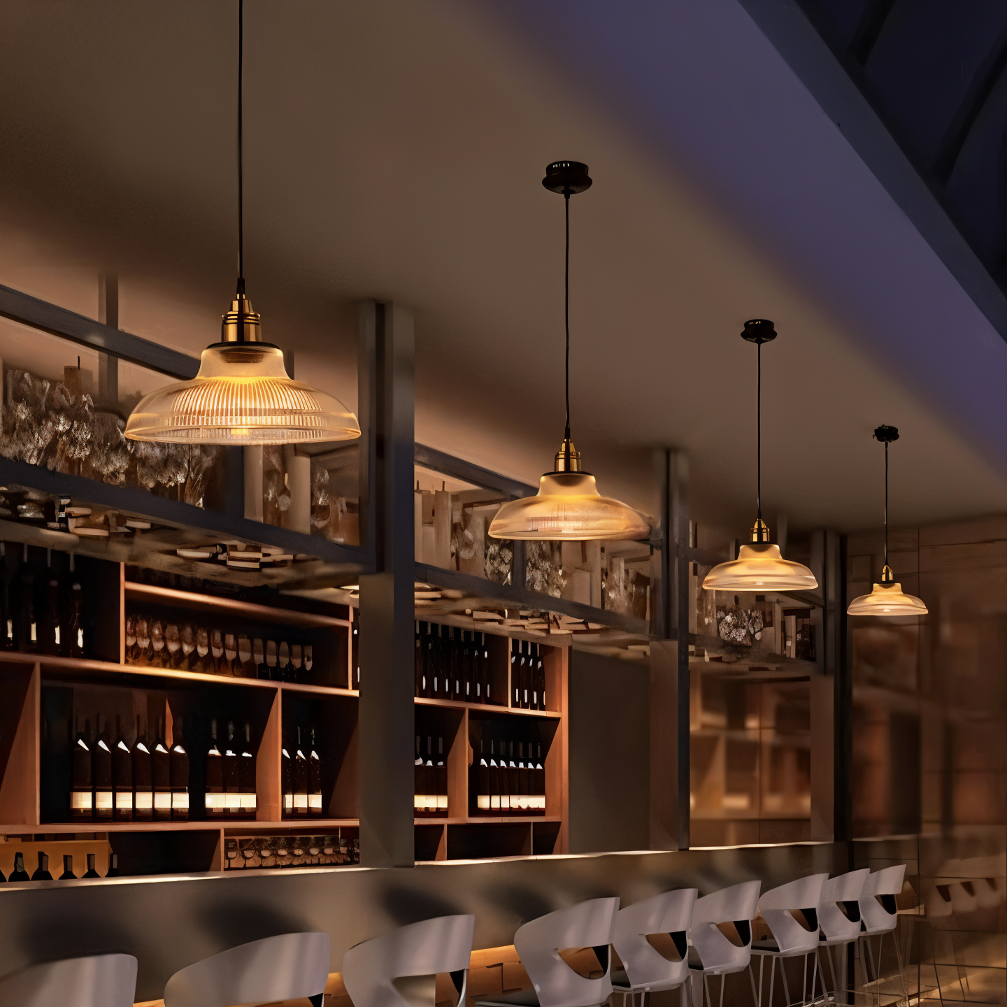 RetroStripe Pendelleuchte - Vintage Industrie Hängelampe - Stilvolle Lampe Glasschirm