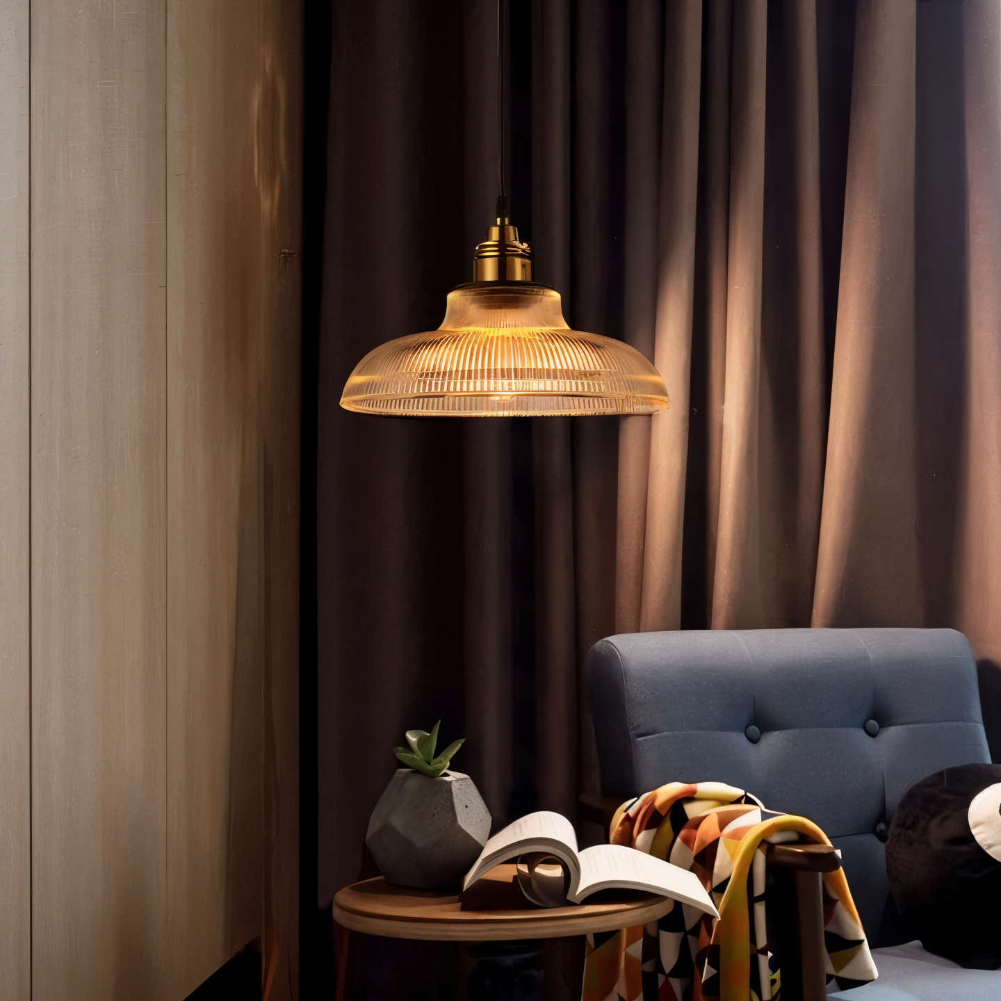 RetroStripe Pendelleuchte - Vintage Industrie Hängelampe - Stilvolle Lampe Glasschirm