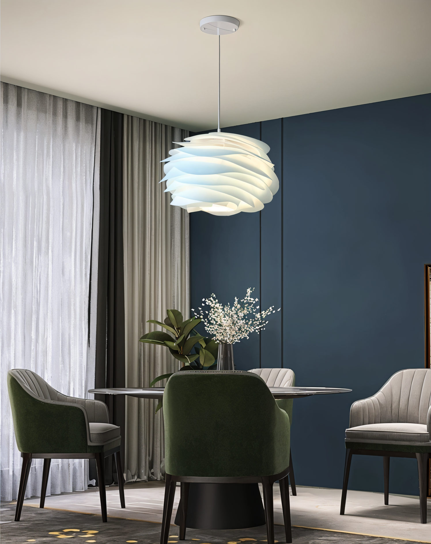 Rosy Pendelleuchte - Dekorative PVC Floral LED Hängelampe für Schlafzimmer
