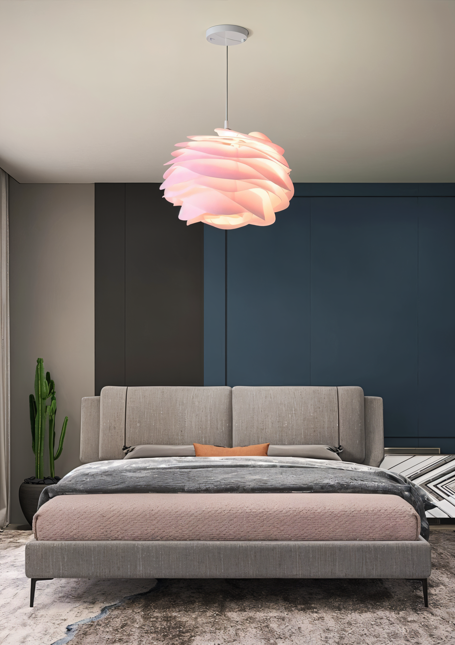 Rosy Pendelleuchte - Dekorative PVC Floral LED Hängelampe für Schlafzimmer