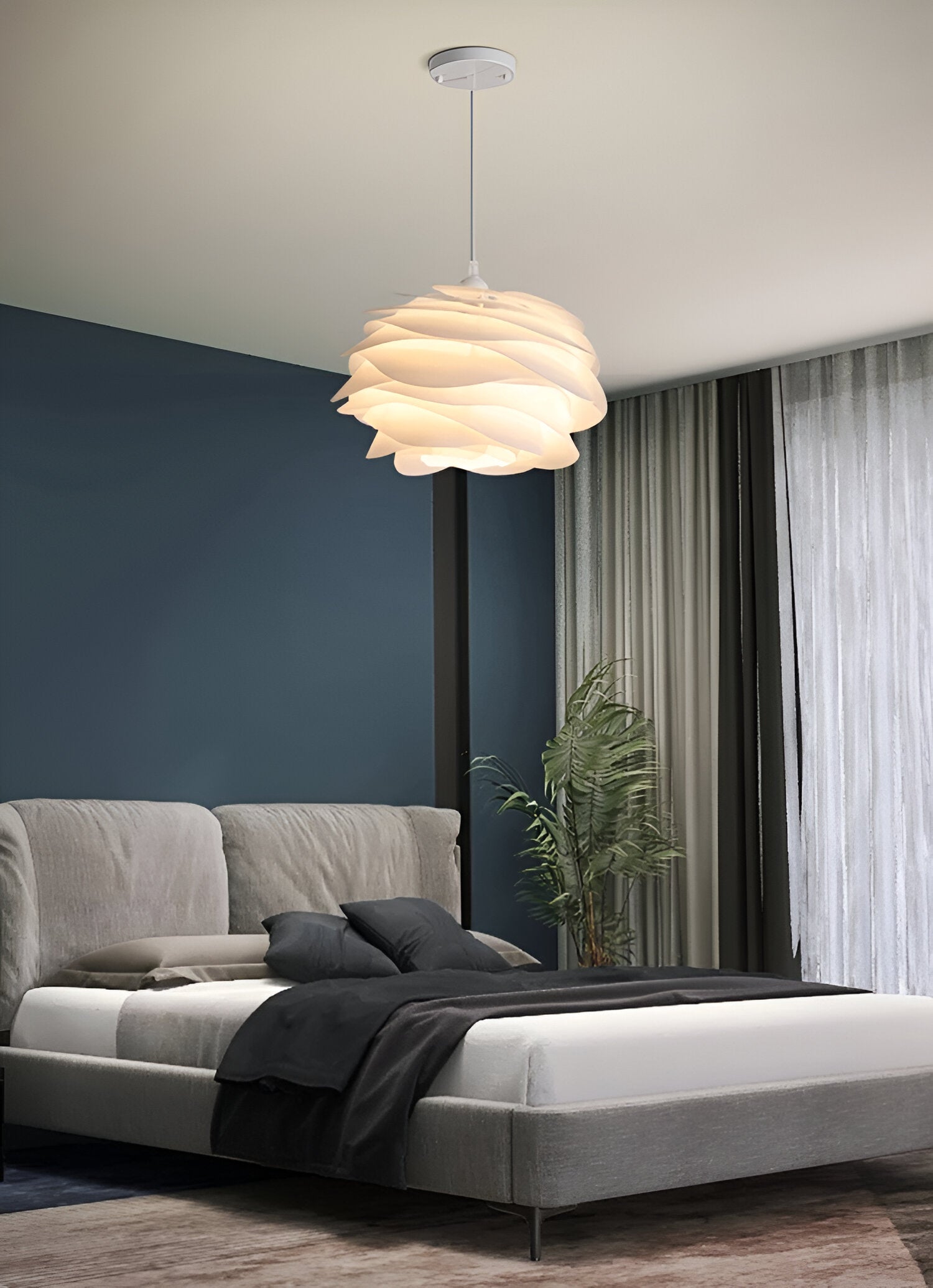 Rosy Pendelleuchte - Dekorative PVC Floral LED Hängelampe für Schlafzimmer