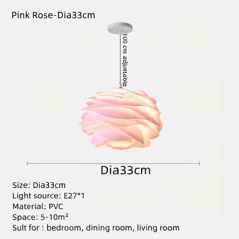 Rosy Pendelleuchte - Dekorative PVC Floral LED Hängelampe für Schlafzimmer