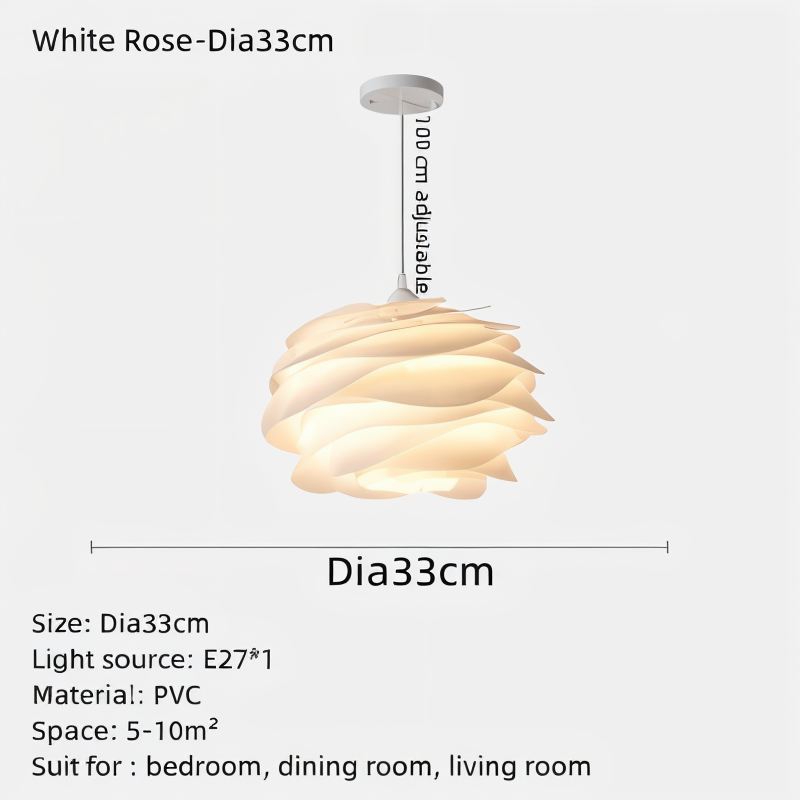 Rosy Pendelleuchte - Dekorative PVC Floral LED Hängelampe für Schlafzimmer
