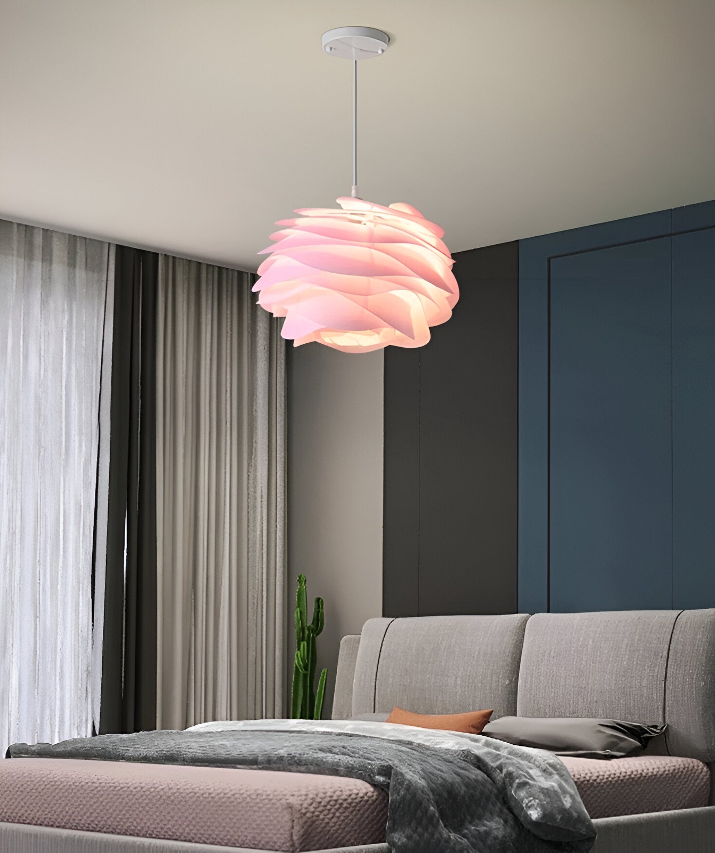 Rosy Pendelleuchte - Dekorative PVC Floral LED Hängelampe für Schlafzimmer