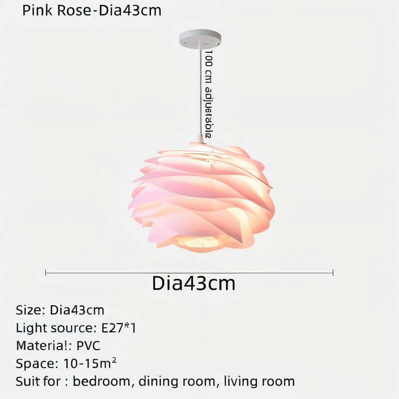 Rosy Pendelleuchte - Dekorative PVC Floral LED Hängelampe für Schlafzimmer