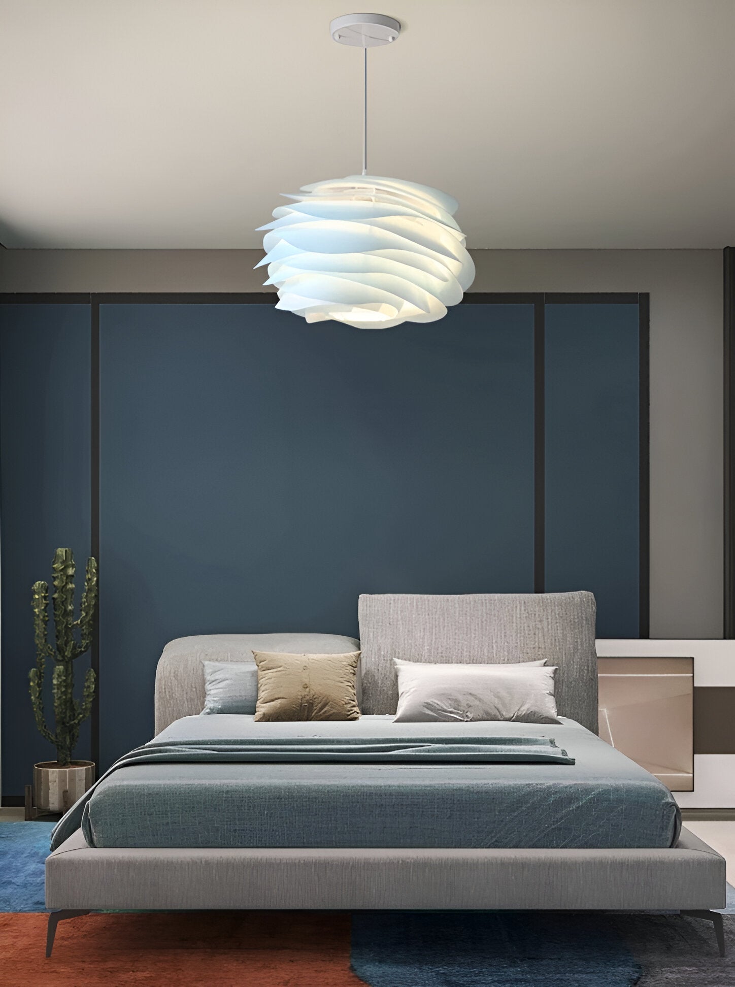 Rosy Pendelleuchte - Dekorative PVC Floral LED Hängelampe für Schlafzimmer