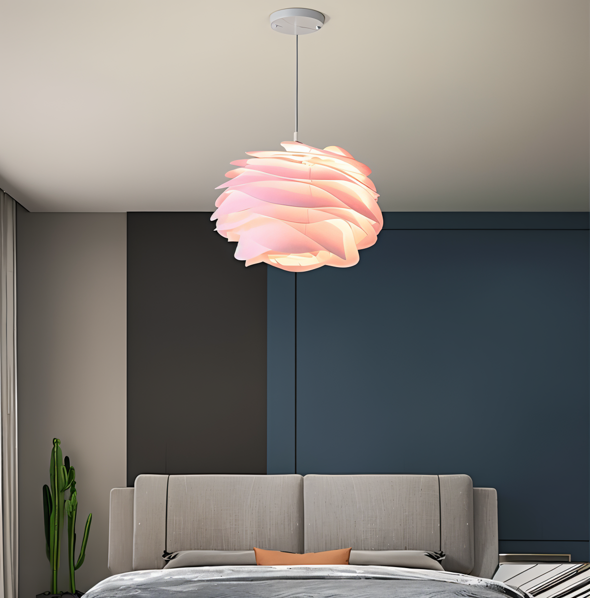 Rosy Pendelleuchte - Dekorative PVC Floral LED Hängelampe für Schlafzimmer