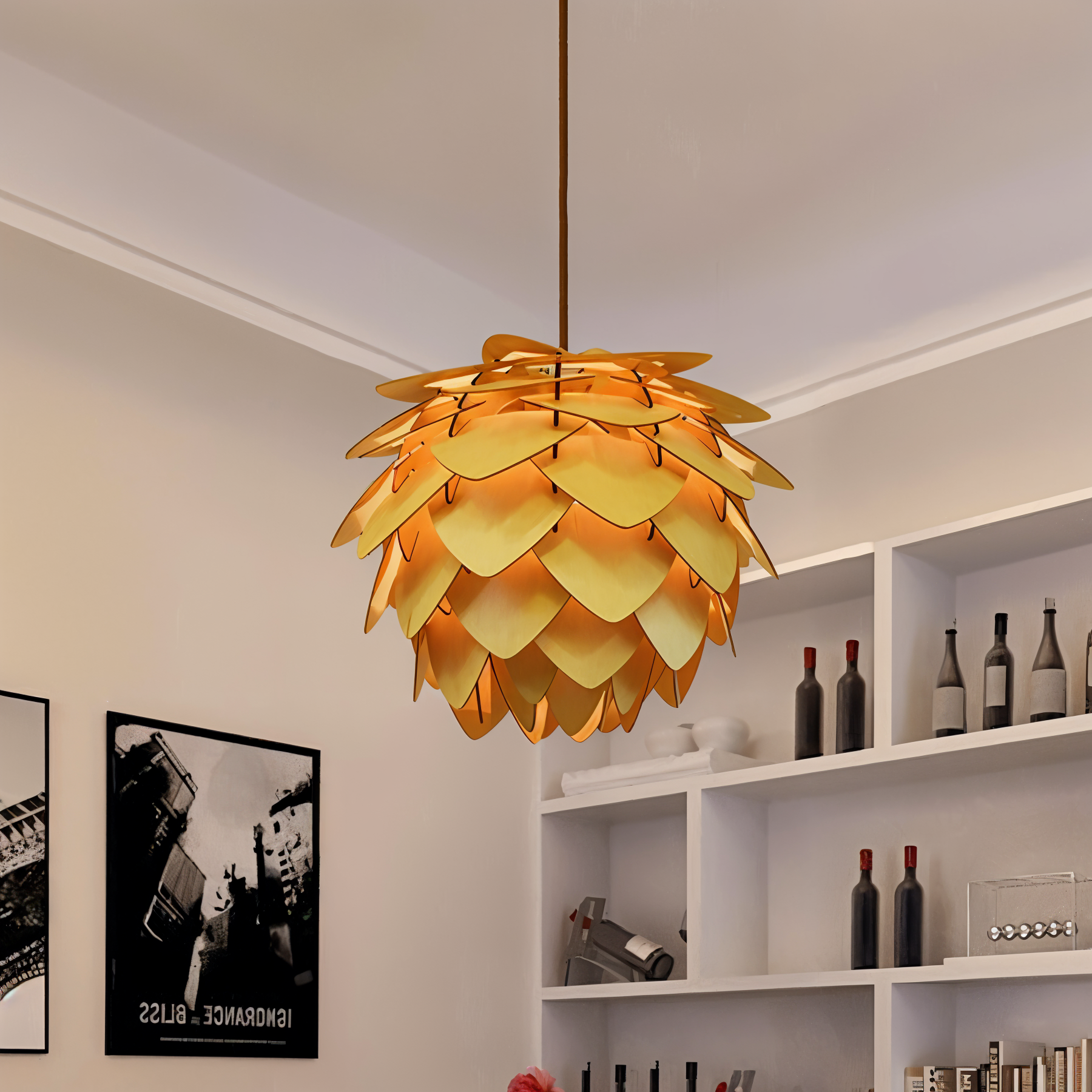 Rustikale Kiefernzapfen-Hängeleuchte - Handgefertigte Kiefernzapfen-Lampe