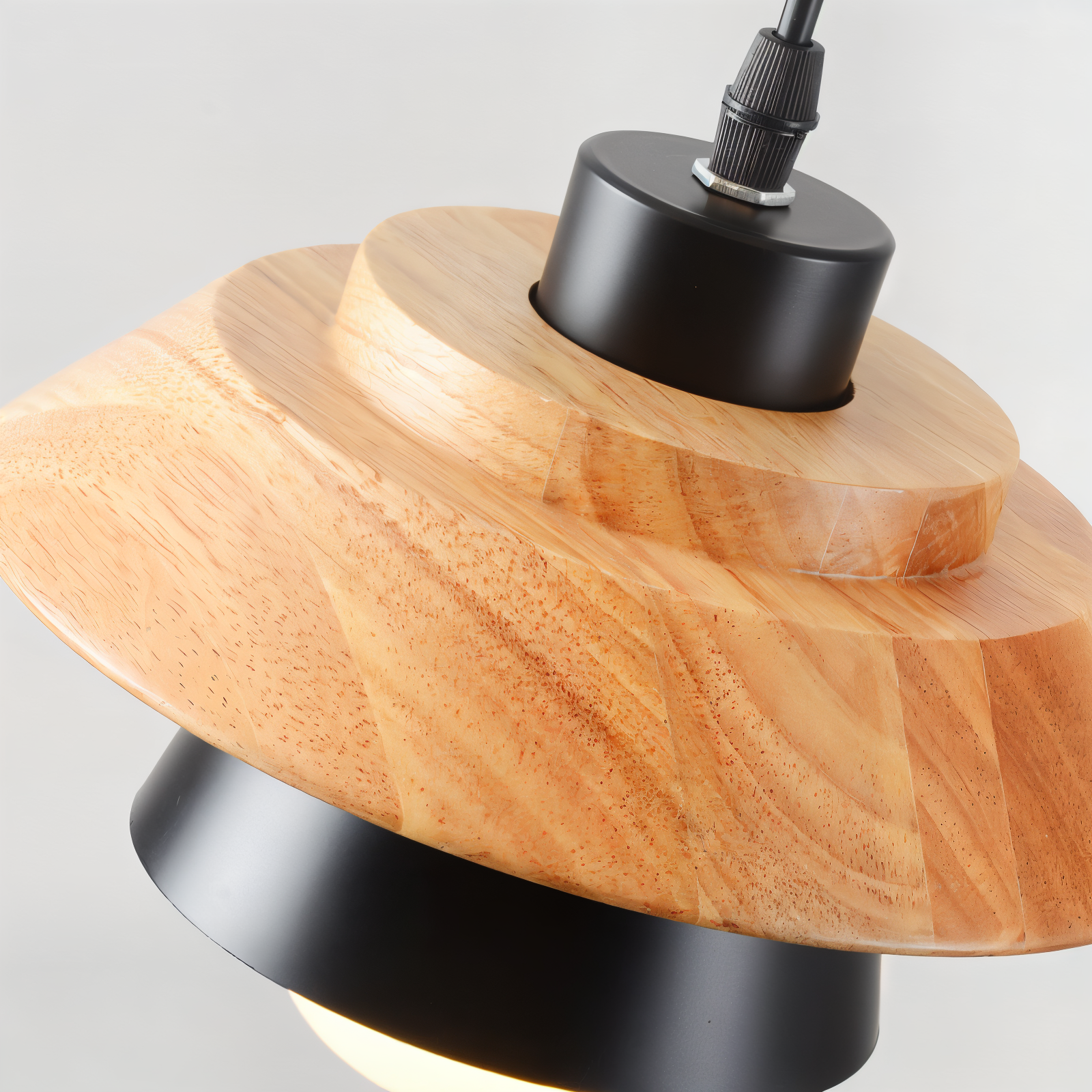 Scandi Pendelleuchte - Nordisches Holz & Metall Macaron LED Hängelampe