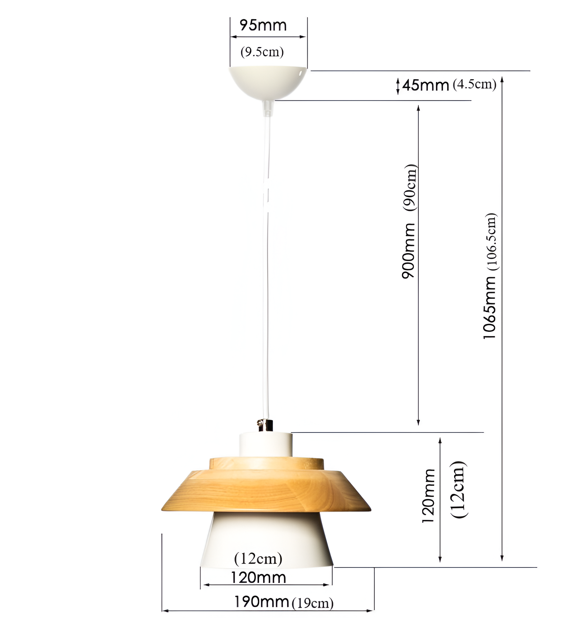 Scandi Pendelleuchte - Nordisches Holz & Metall Macaron LED Hängelampe