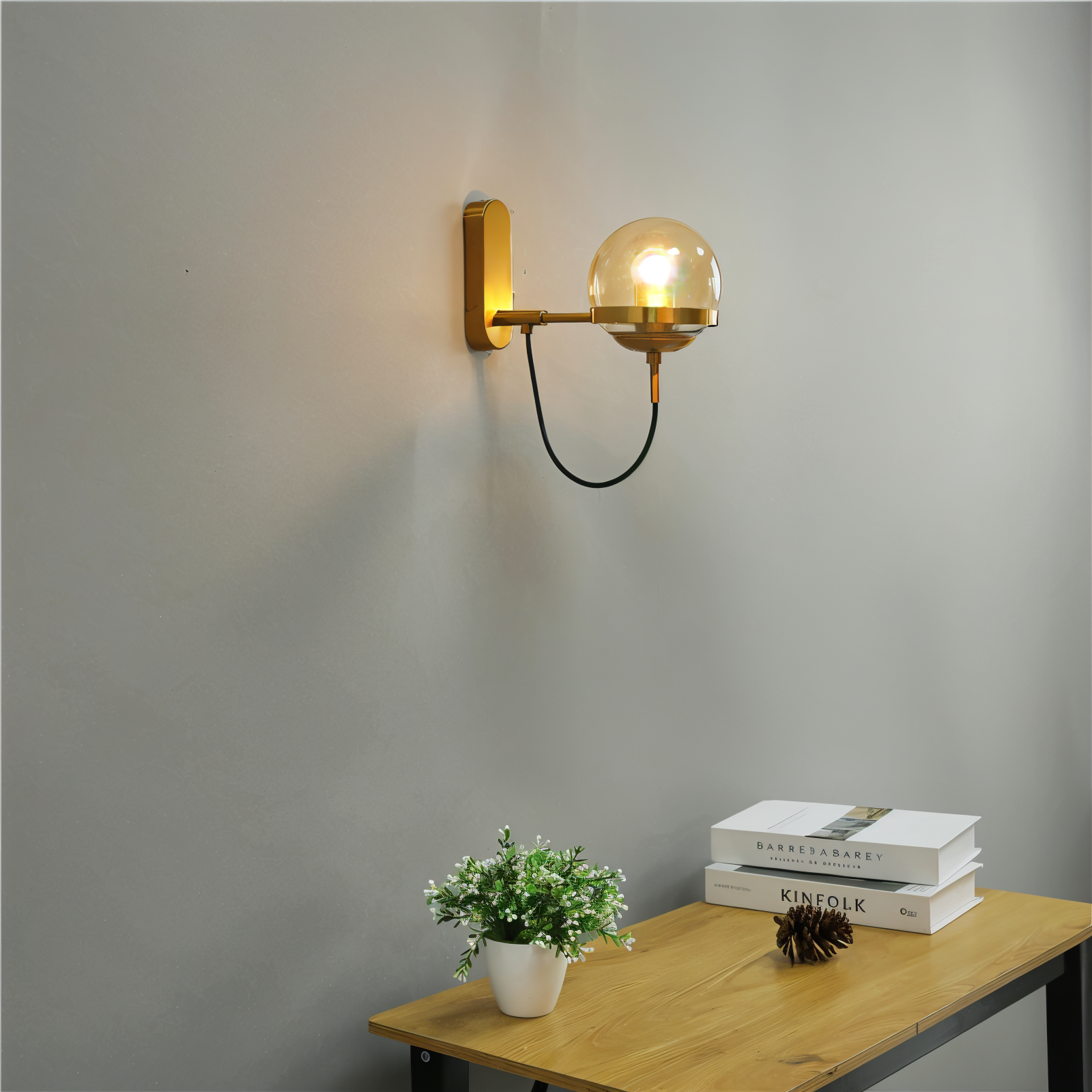 ScandiShine Wandleuchte - Globe Glas Wandlampe - Nordisches Wandleuchten Design - LED Indoor Wandleuchten