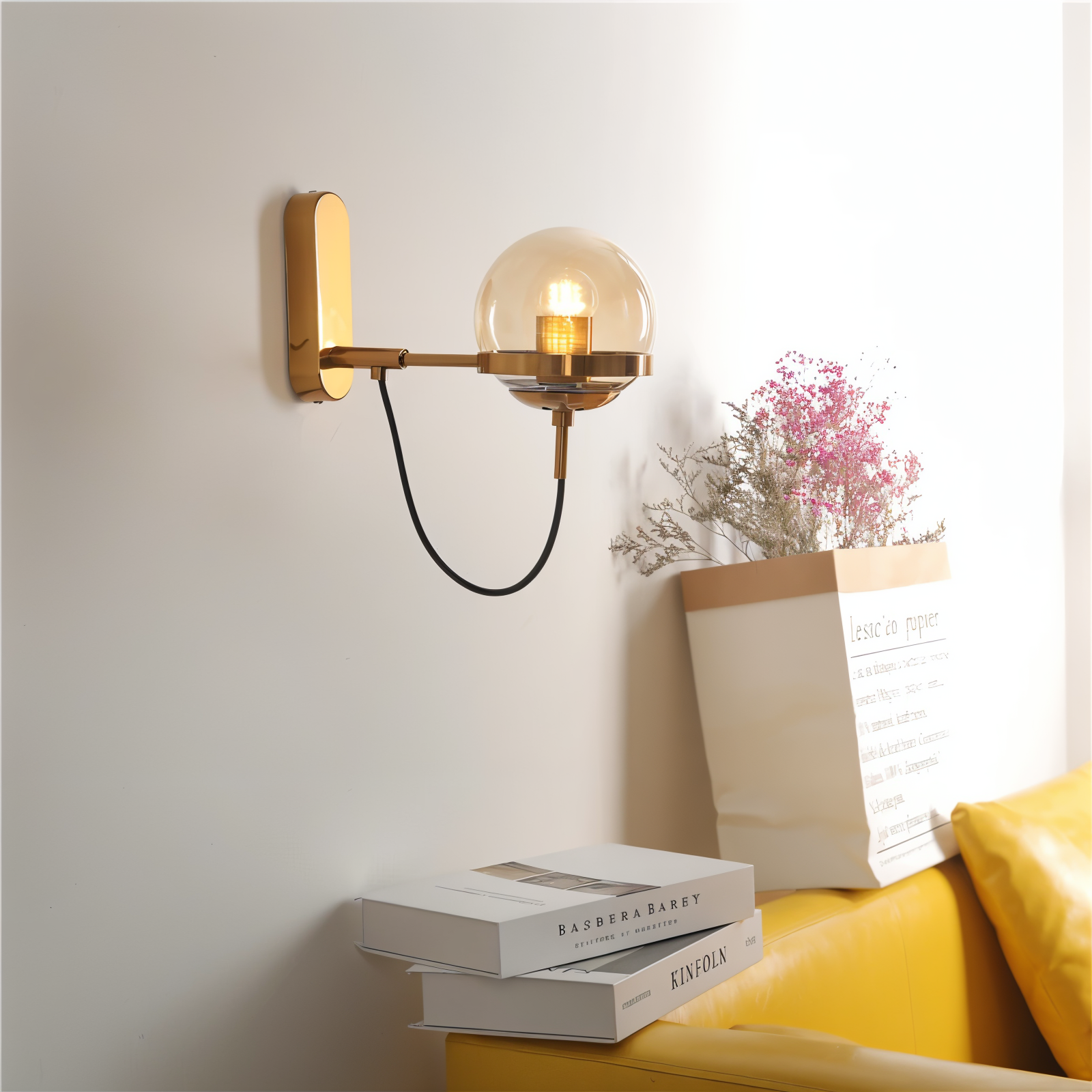 ScandiShine Wandleuchte - Globe Glas Wandlampe - Nordisches Wandleuchten Design - LED Indoor Wandleuchten