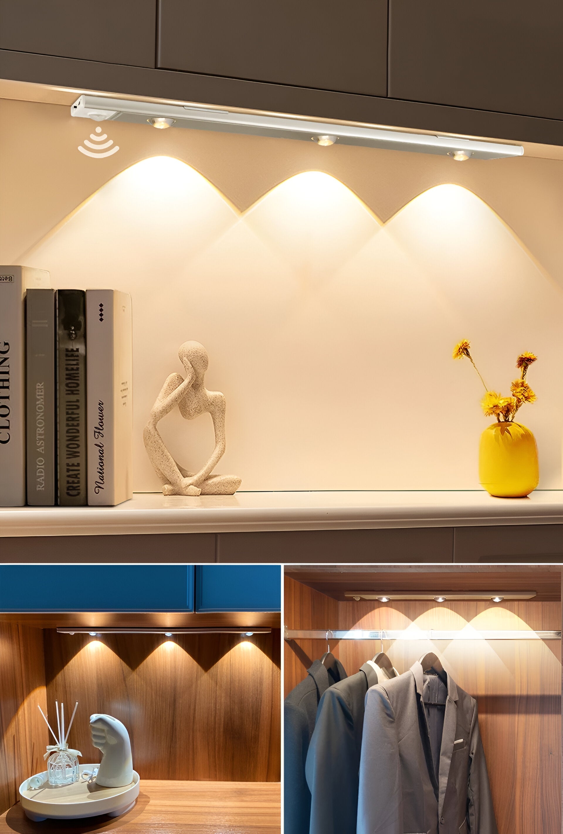 SensoBeam LED Strip - Ultradünne, USB Wiederaufladbare Aluminium Wandleuchte mit PIR Sensor