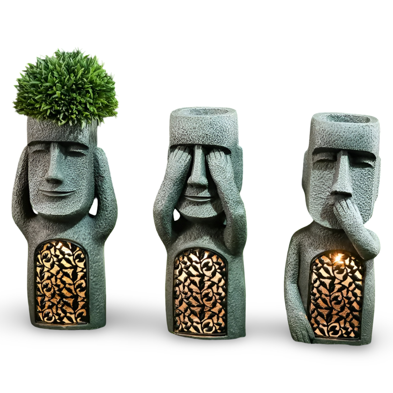 Sensory Trio - Sehen Hören Sprechen Solar Resin Ornamente