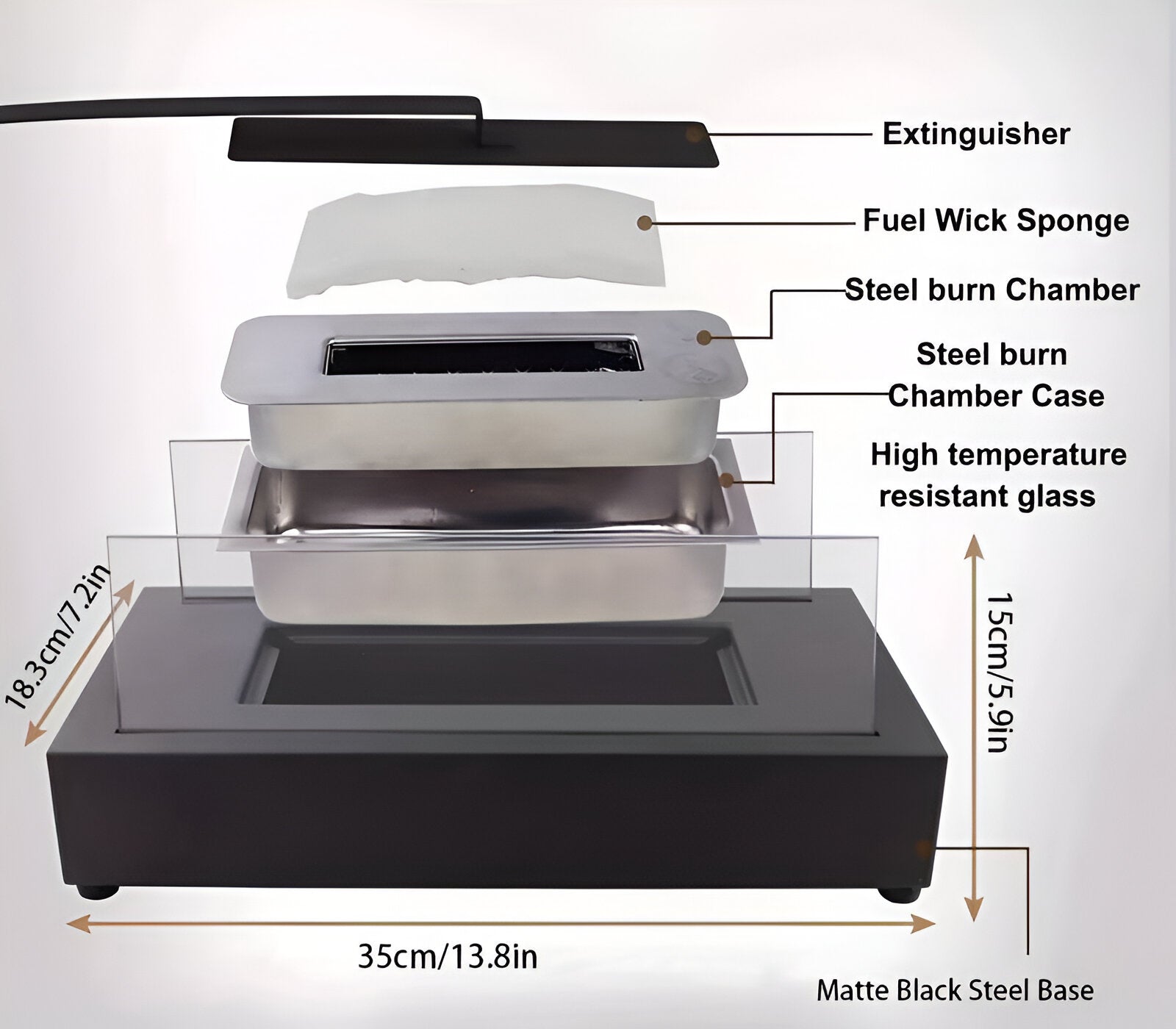 SereniFire Tischkamin - Rechteckiger Bio-Ethanol-Tischkamin Feuerstelle