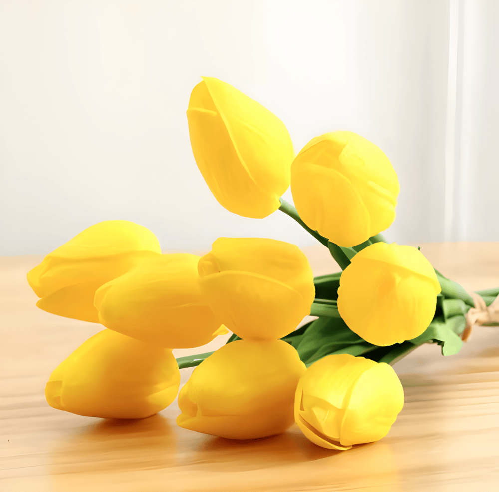 Set aus 6 realistischen Kunst Tulpenblumensträußen für Zuhause, Garten und Partydesign