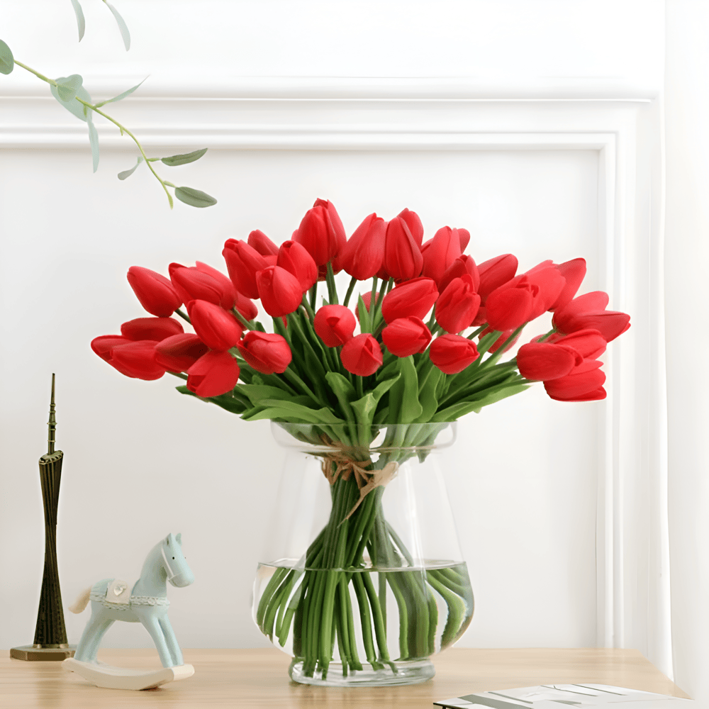 Set aus 6 realistischen Kunst Tulpenblumensträußen für Zuhause, Garten und Partydesign