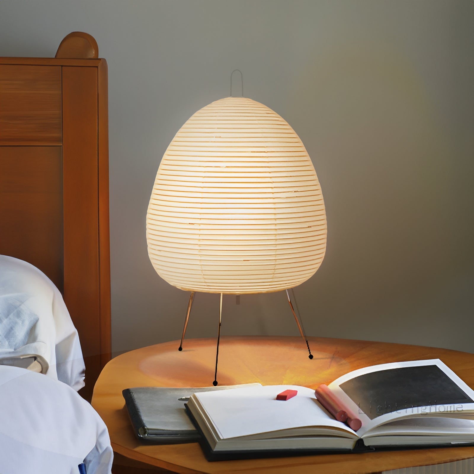 SmartGlow - Elegante Kabellose Reispapier LED-Tischlampe