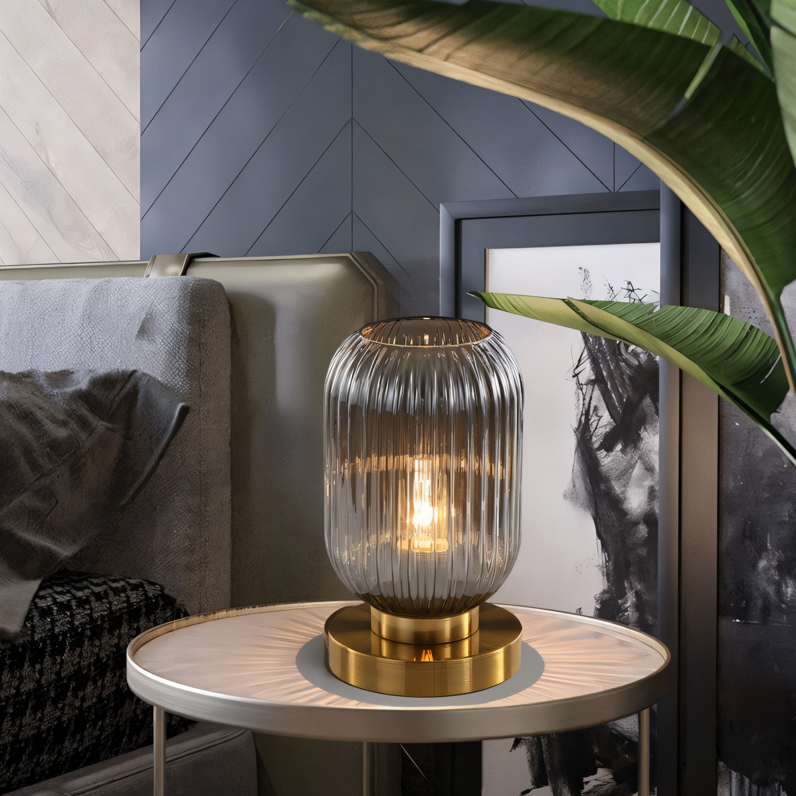 SoftiBeam Tischlampe - Nordic Ribbed Glas Schreibtischlampe
