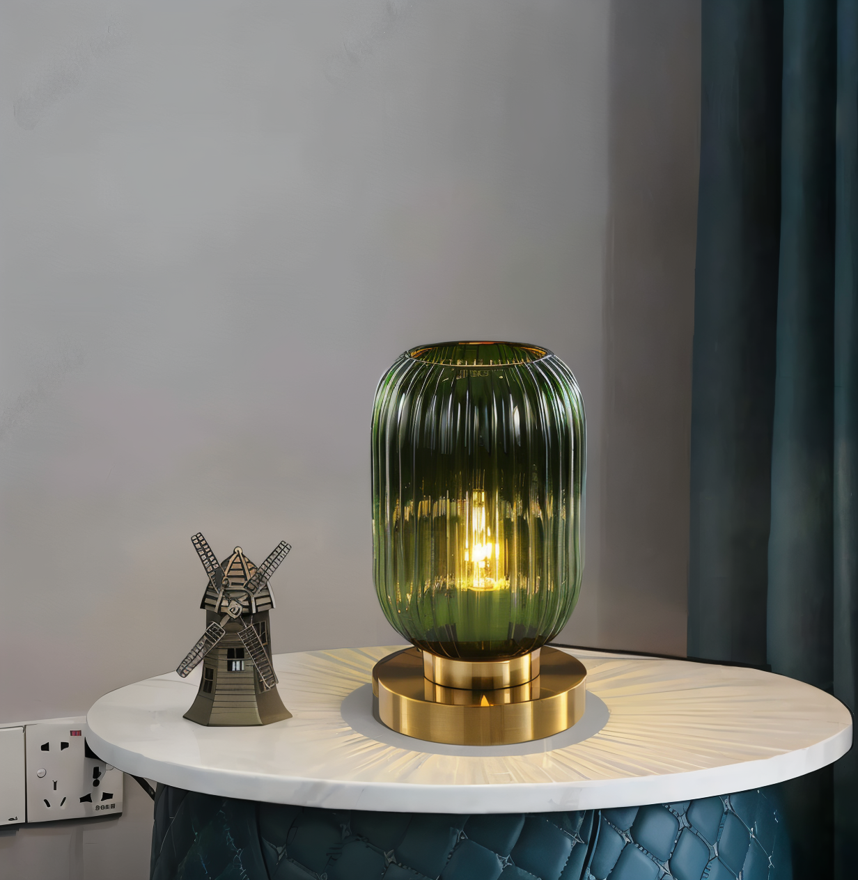 SoftiBeam Tischlampe - Nordic Ribbed Glas Schreibtischlampe