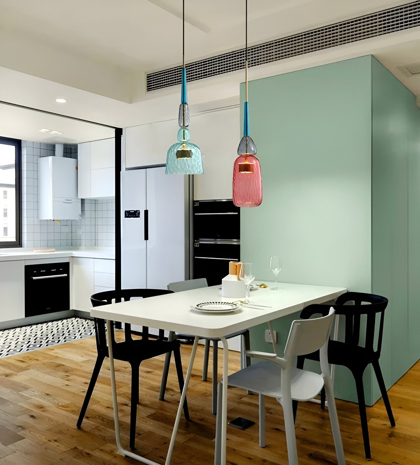 SpectraFuse Pendelleuchte - Mehrfarbige Glas Hängelampe - Nordic Macaron Dekorative Beleuchtung