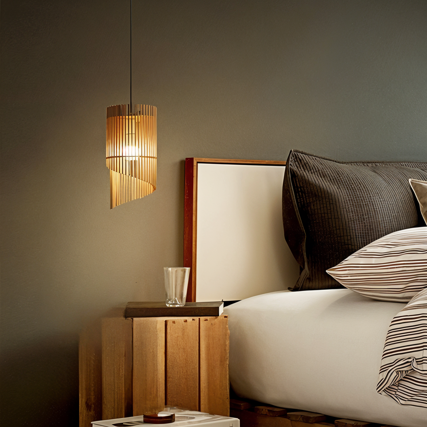 SpiraWood Pendelleuchte - Kunstvolle Zylindrische Holzleuchte
