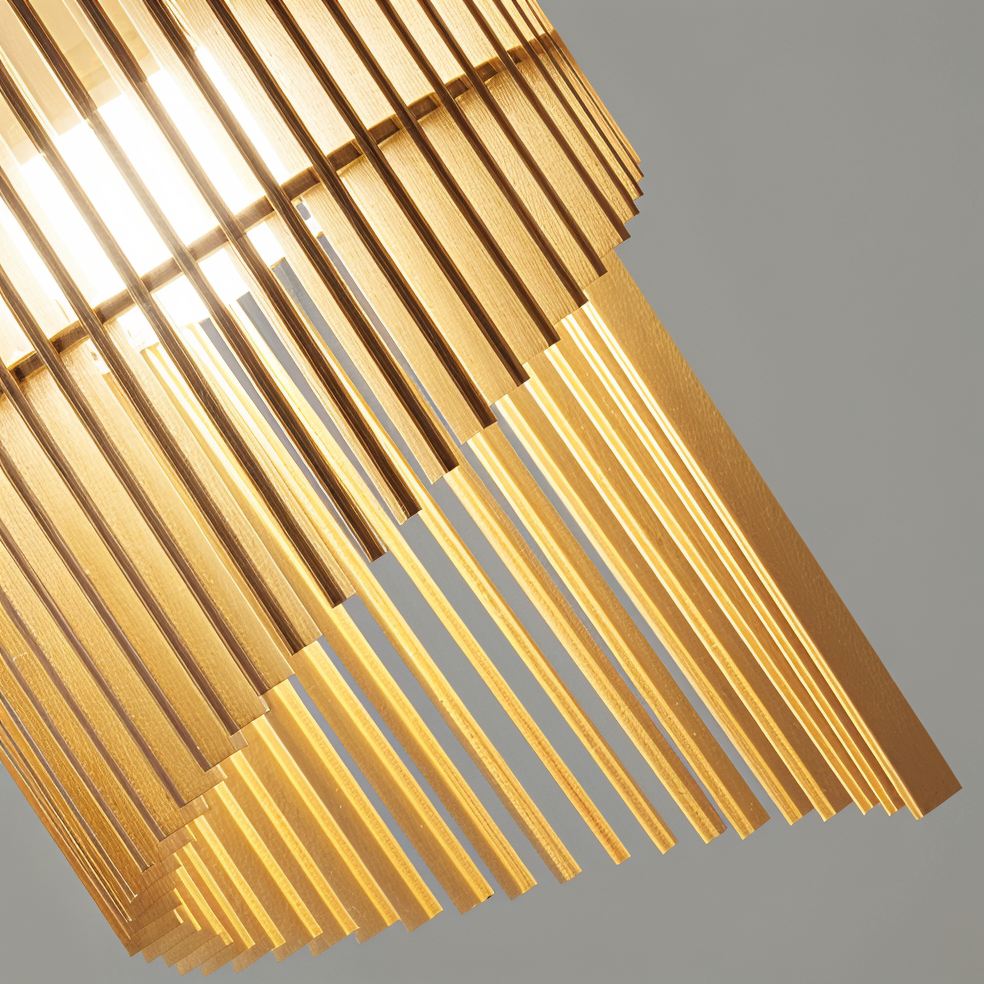 SpiraWood Pendelleuchte - Kunstvolle Zylindrische Holzleuchte