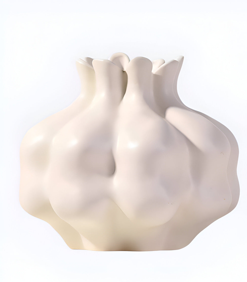 Stilvolle Cremefarbene Granatapfel Vase aus Keramik – Kunstvolle Wohnraumdekoration