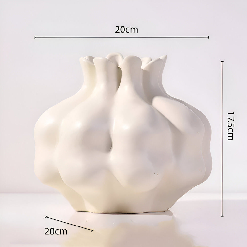 Stilvolle Cremefarbene Granatapfel Vase aus Keramik – Kunstvolle Wohnraumdekoration