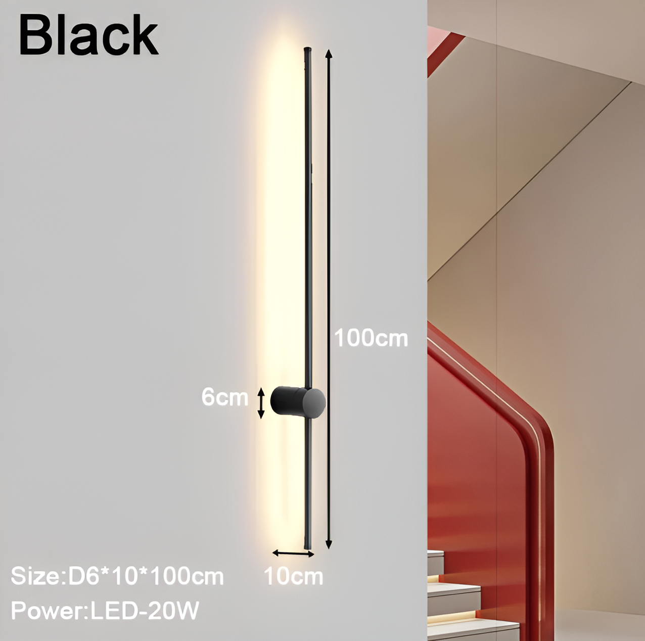 Streamline – Lineare LED-Wandleuchte in Schwarz und Weiß im skandinavischen Stil